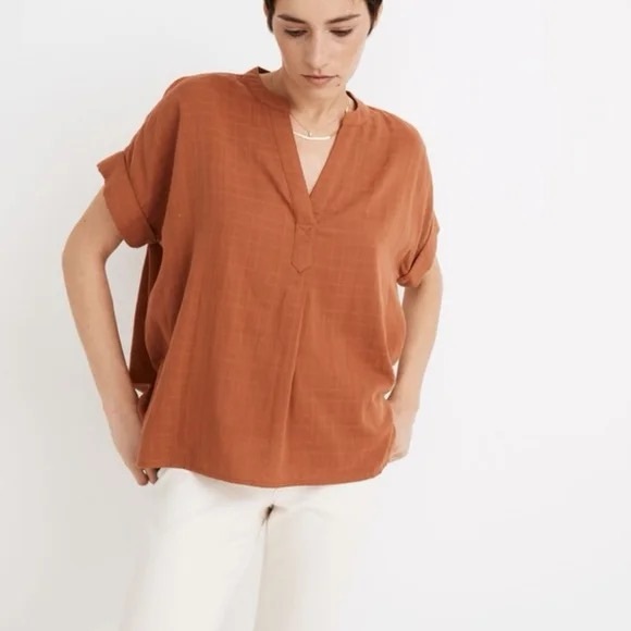 Madewell Tops - Madewell Terracotta V-Neck Blouse